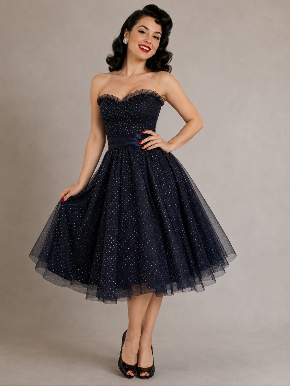 Vintage Gunne Sax Jessica McClintock Pin Up Sparkle Tulle Prom Dress Size 5